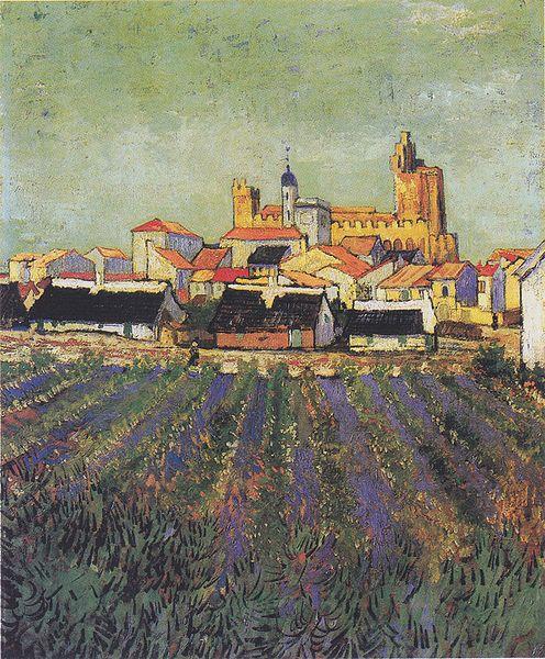 Vincent Van Gogh View to Saites-Maries Spain oil painting art